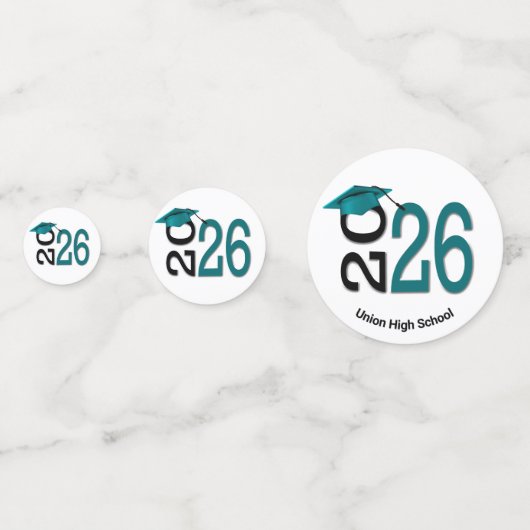 Teal and Black 2026 Graduation Confetti (Achterkanten)