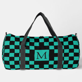 Teal and Black Checkerboard Pattern Monogram Plunjezak