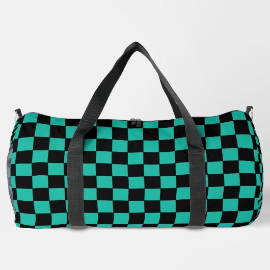 Teal and Black Checkerboard Pattern Monogram Plunjezak (Achterkant)
