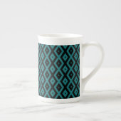 Teal and black diamond pattern porselein kop (Rechts)