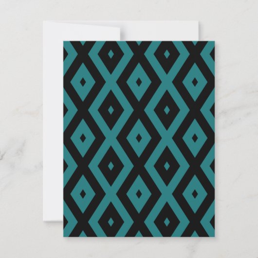 Teal and black diamond pattern RSVP kaartje (Voorkant)