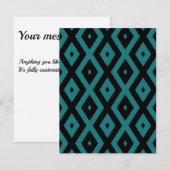 Teal and black diamond pattern RSVP kaartje (Voorkant / Achterkant)