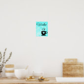 Teal and Black Wake Sign for Kitchen Poster (Keuken)