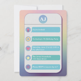 Teal and Blue Cell Phone Kid's Birthday Party Kaart