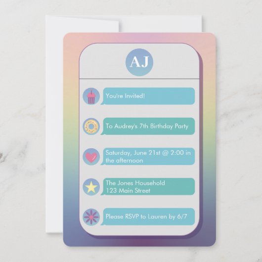 Teal and Blue Cell Phone Kid's Birthday Party Kaart (Voorkant)