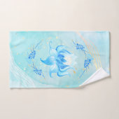 Teal and Blue Lotus Floral Art Bad Handdoek (Handdoek)