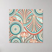 Teal and Coral Nouveau Flow  Canvas Afdruk (Voorkant)