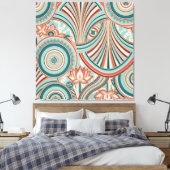 Teal and Coral Nouveau Flow  Canvas Afdruk (Insitu (Slaapkamer))