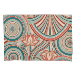Teal and Coral Nouveau Flow Kussensloop