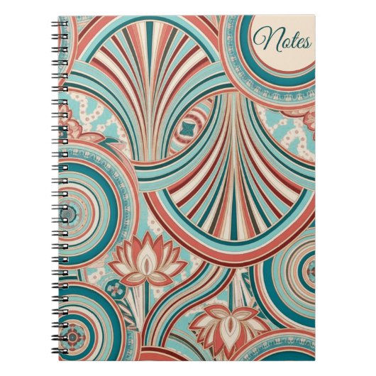Teal and Coral Nouveau Flow  Notitieboek (Voorkant)