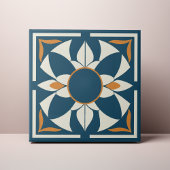 Teal and Cream Azulejo Mandala Tegeltje