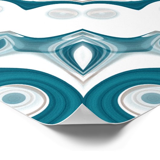 Teal and Cream Radiant Mandala Design Poster (Hoek)