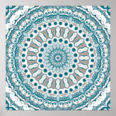Teal and Cream Radiant Mandala Design Poster (Voorkant)
