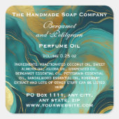 Teal and Faux Gold Perfume Roller Bottle Vierkante Sticker (Voorkant)
