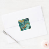 Teal and Faux Gold Perfume Roller Bottle Vierkante Sticker (Envelop)