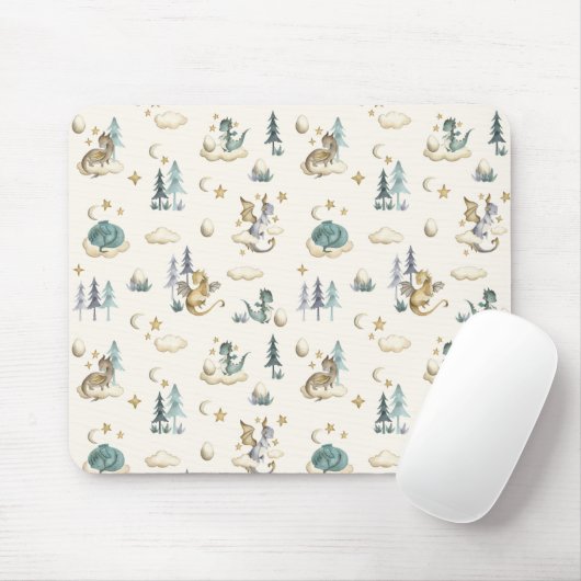 Teal and Gold Dragons Mouse Pad Muismat (Met muis)