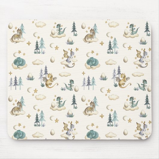 Teal and Gold Dragons Mouse Pad Muismat (Voorkant)