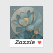 Teal and Gold Lotus Flower Geometric Line Art Zen Sticker (Vel)