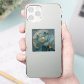 Teal and Gold Lotus Flower Geometric Line Art Zen Sticker (Telefoon)