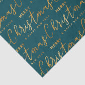 Teal and Gold Merry Christmas Word Art Tissuepapier (Detail)