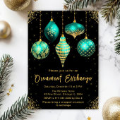 Teal and Gold Ornament Exchange Party Kaart