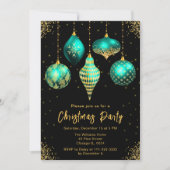 Teal and Gold Ornaments Christmas Party Kaart (Voorkant)
