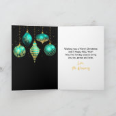 Teal and Gold Ornaments Merry Christmas Feestdagen Kaart (Binnen)