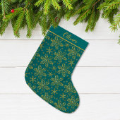Teal and Gold Personalized Grote Kerstsok