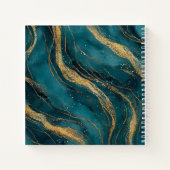 Teal and Gold Swirls Monogram Square Notitieboek (Achterkant)