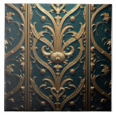 Teal and Gold Tapestry Tegeltje (Voorkant)
