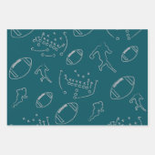 Teal and Gray Football Helmet and Ball Patterns Inpakpapier Vel (Voorkant 3)