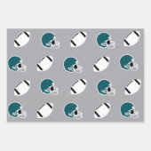 Teal and Gray Football Helmet and Ball Patterns Inpakpapier Vel (Voorkant)