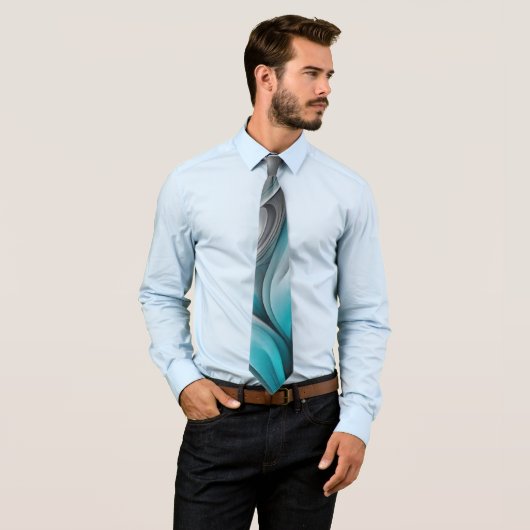 Teal and Gray Modern Design Neck Tie Stropdas (In situ)