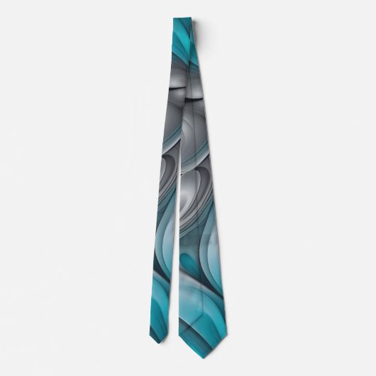 Teal and Gray Modern Design Neck Tie Stropdas (Achterkant)