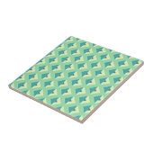 Teal and Green Diamond Geometric Pattern Tegeltje (Zijkant)