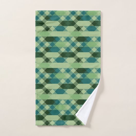 Teal and green geometric pattern bad handdoek (Handdoek)