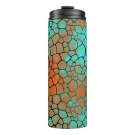 Teal and Orange Dragon Scale Thermal Tumbler Thermosbeker