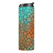 Teal and Orange Dragon Scale Thermal Tumbler Thermosbeker (Gedraaid links)