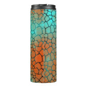 Teal and Orange Dragon Scale Thermal Tumbler Thermosbeker (Achterkant)