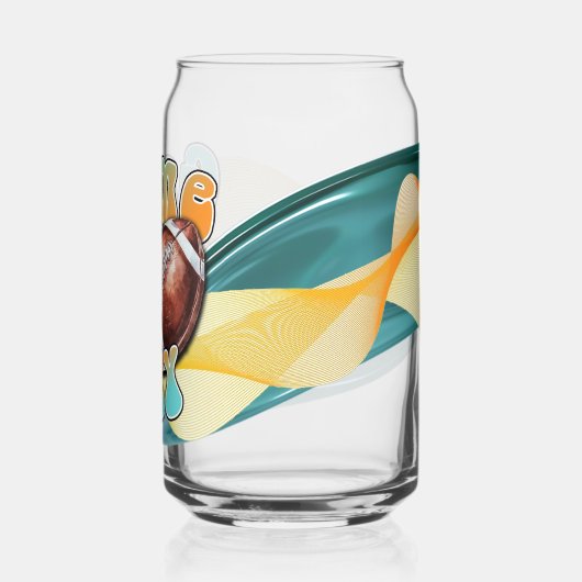 Teal and Orange Game day Blikvorm Glas (Achterkant)