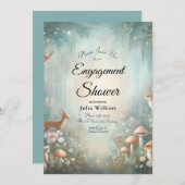 Teal and Peach Enchanted Forest Engagement Shower Kaart (Voorkant / Achterkant)