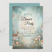 Teal and Peach Enchanted Forest Home Dinner Party  Kaart (Voorkant / Achterkant)