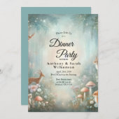 Teal and Peach Enchanted Forest Restaurant Dinner Kaart (Voorkant / Achterkant)