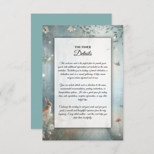 Teal and Peach Enchanted Forest Wedding Informatiekaartje (Voorkant / Achterkant)