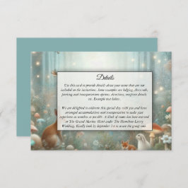 Teal and Peach Enchanted Forest Wedding Informatiekaartje
