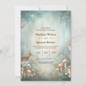 Teal and Peach Enchanted Forest Wedding Kaart (Voorkant)