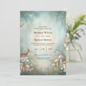 Teal and Peach Enchanted Forest Wedding Kaart (Staand voorkant)