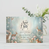 Teal and Peach Enchanted Forest Wedding Save The Date (Staand voorkant)