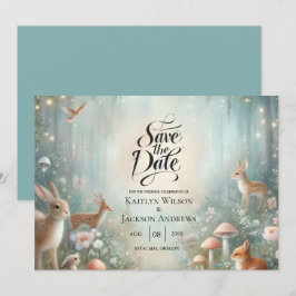 Teal and Peach Enchanted Forest Wedding Save The Date