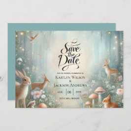 Teal and Peach Enchanted Forest Wedding Save The Date